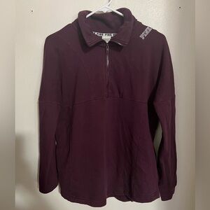 VICTORIA'S SECRET Pink Logo Quarter Zip in Deep Maroon/Burgundy Women's Size  XS